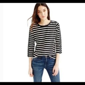 Jcrew Black & White Striped 3/4
Sleeve T Shirt Faux Leather Back
Zipper Women M